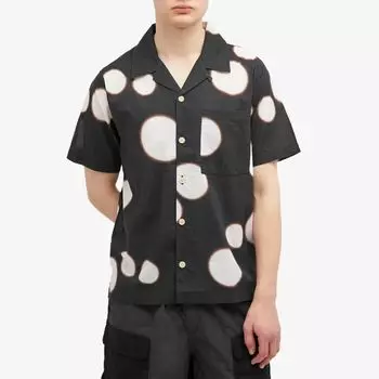 Folk Рубашка с мягким воротником в стиле с короткими рукавами, черный