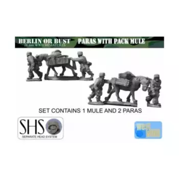 Фоллширмьягер со вьючным мулом, Berlin or Bust WWII Miniatures - Separate Heads System (28mm)
