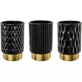 Фонарь Creativ deco «Новогодние украшения» (3 шт.) с разной структурой поверхности, черный