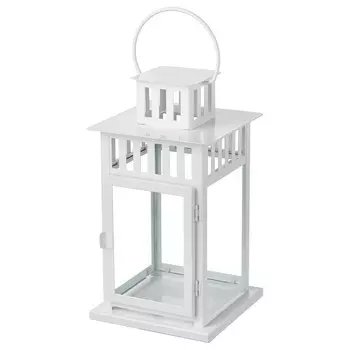 Фонарь для формовой свечи, внутренний/уличный, белый, 28 см, BORRBY IKEA