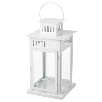 Фонарь для формовой свечи, внутренний/уличный, белый, 44 см, BORRBY IKEA