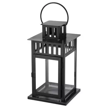 Фонарь для формовой свечи, внутренний/уличный, черный, 28 см, BORRBY IKEA