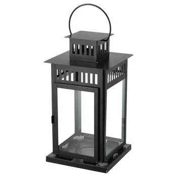 Фонарь для формовой свечи, внутренний/уличный, черный, 44 см, BORRBY IKEA