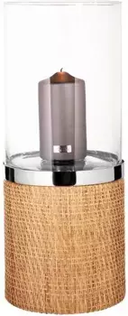 Фонарь Fink "CATANIA", (1 шт.), изготовлен из нержавеющей стали, стекла и ротанга Высота: 58 см, коричневый/серебристый