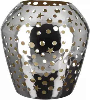 Фонарь Финк "SHEILA, с круглыми и звездообразными вырезами", (1 шт.), серебристого цвета, из железа - никелированный Fink 24 см, цвет silberfarben