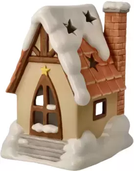 Фонарь Goebel "Зимний лес, елочные игрушки", фаянс, домик из огней 12х17 см, цвет Bunt