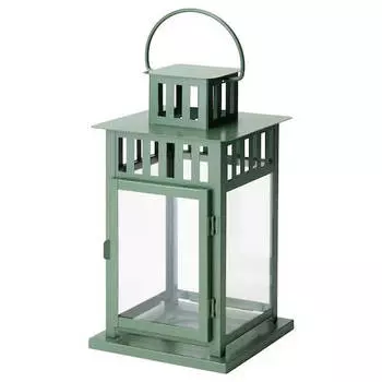 Фонарь-подсвечник Ikea Borrby In/out, 28 см, зеленый