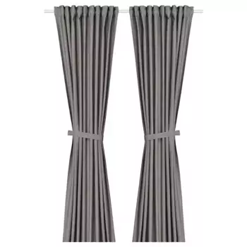 Фоновая штора, 1 пара, темно-серая, 140x300 см, LENDA IKEA