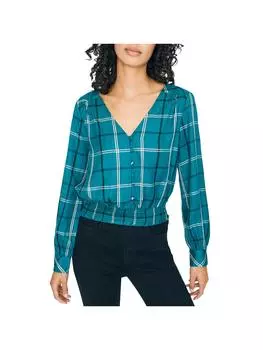 Fool For You Женский клетчатый принт на пуговицах Крестьянский топ Sanctuary, цвет mint plaid