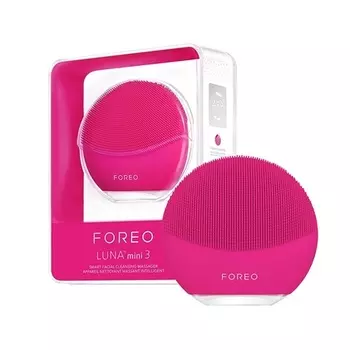 FOREO LUNA Mini 3 Силиконовая очищающая щетка для лица цвета фуксии для всех типов кожи с массажем T-Sonic и 12 уровнями интенсивности — 400 использований на одну зарядку через USB — подключение к приложению — гарантия 2 года