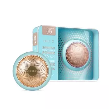 FOREO UFO 2 Mint Supercharged 2-минутное устройство для лица с подогревом, охлаждением, контролем температуры, T-Sonic массажем, полным спектром и красным светодиодом, увлажнением, питанием, гарантией 2 года