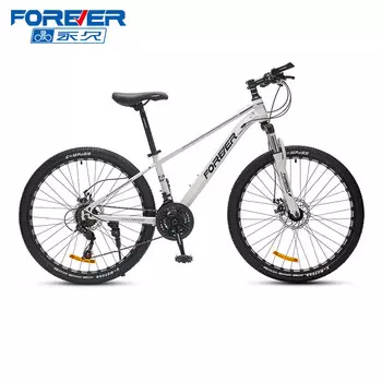 FOREVER (FOREVER) горный велосипед для взрослых с регулируемой скоростью, двойной дисковый тормоз, амортизация, студенческий велосипед, бак, 26 дюймов, 24 скорости, жемчужно-белый