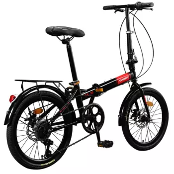 FOREVER (FOREVER) складной велосипед, горный велосипед для взрослых, портативный мужской и женский скоростной велосипед Shimano, черный, 20 дюймов, 7 скоростей
