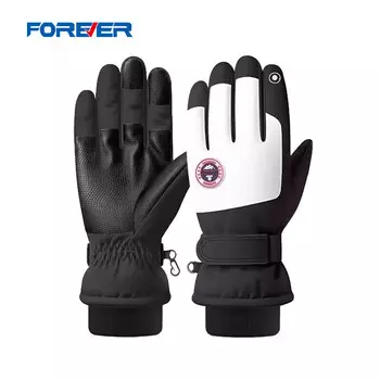FOREVER (FOREVER) теплые перчатки для мужчин и женщин, уличные зимние морозостойкие перчатки плюс бархатные толстые теплые женские зимние лыжные перчатки черного и белого цвета