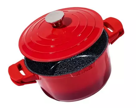 Форма для запекания 28см, высота около 13см KING SHINE RED из литого алюминия с керамическим покрытием Внутри: FUSION TI / с крышкой из литого алюминия / включая легкосъемные силиконовые прокладки / цвет: красный