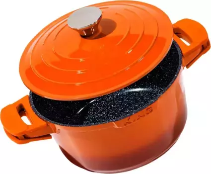 Форма для запекания KING "Shine Orange", литой алюминий, (1 шт.), индукция 4,5 л + 24 см + высота 12 см, оранжевый/черный