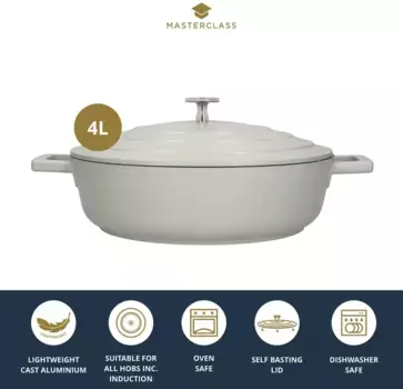 Форма для запекания Master Class "MasterClass", литой алюминий, плоская, 2,5 л, сверхлегкая, устойчивое к царапинам антипригарное покрытие, индукционная 2,5 литра + высота 13,8 см., цвет Minze