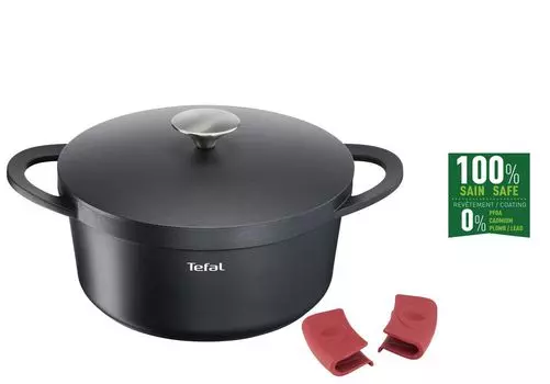 Форма для запекания Tefal Trattoria с литой крышкой, 24 см, литой алюминий, E21846