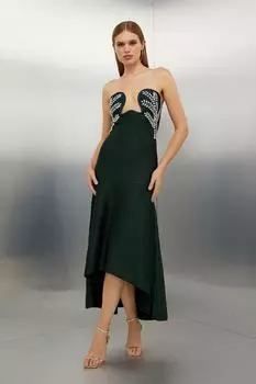 Форма фигуры, вязаный корсет в стиле мидакси, украшенный платьем Karen Millen, зеленый