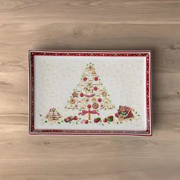 Форма кондитерская Winter Bakery Delight прямоугольная, большая, 39x26,5см Villeroy & Boch, красный/зеленый