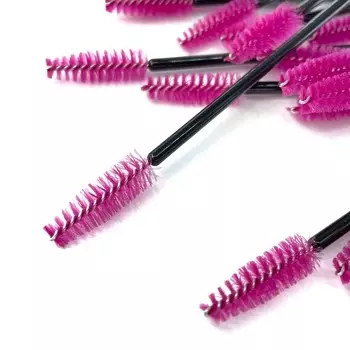 ForMe, щеточка для ресниц, ручка нейлон, черный, малиновая щетина (упаковка 50 шт.)