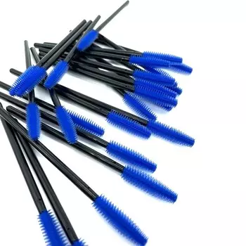 ForMe, Щеточка для ресниц, силиконовая ручка, черная, синяя щетина (упаковка 50 шт.)