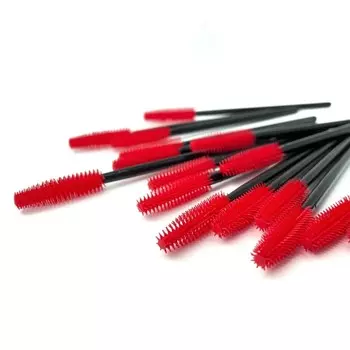 ForMe, Щеточка для ресниц, силиконовая ручка, черный, щетина красная (упаковка 50 шт.)