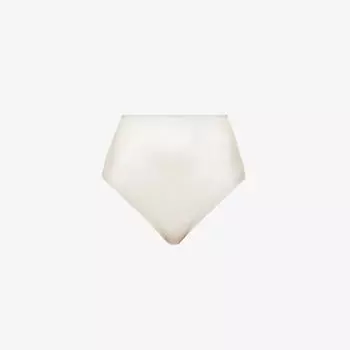 Формирующие стринги из эластичного атласа с высокой посадкой Spanx, цвет linen