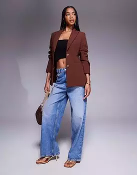 Формованный блейзер на бедрах ASOS DESIGN шоколадного цвета