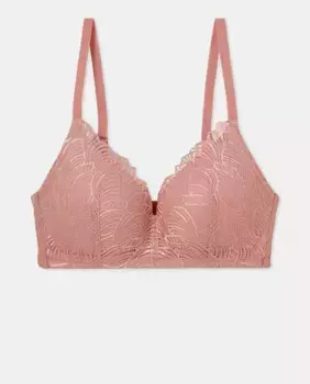 Формованный бюстгальтер, без косточек, на кружеве Naturana, розовый