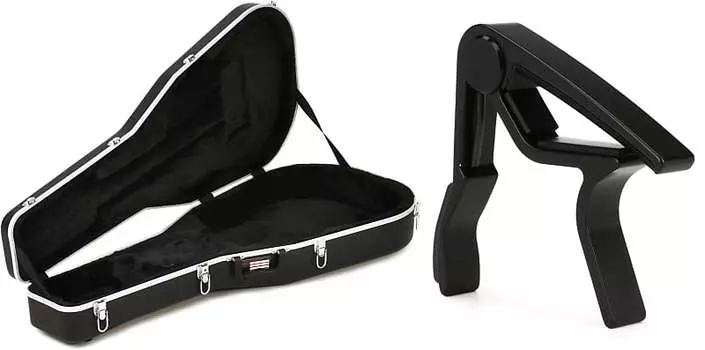 Формованный кейс Gator Deluxe ABS - Комплект акустической гитары Dreadnought с каподастром для акустической гитары Dunlop 83CB Trigger - Черный Gator + Dunlop GC-Dread=1 83CB=1