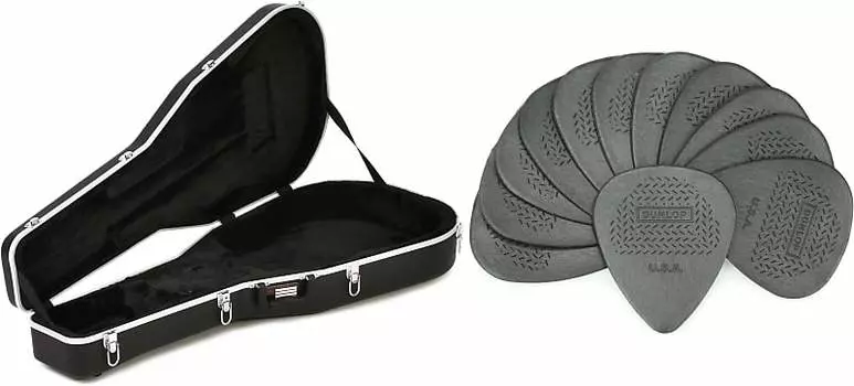 Формованный кейс Gator Deluxe ABS - комплект акустической гитары Dreadnought с медиаторами Dunlop 449P073 Nylon Max-Grip Standard .73mm 12-pack Dunlop + Gator 449P073=1 GC-Dread=1