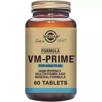 Formula Vm-Prime для взрослых, таблетки 50 плюс — ежедневное здоровье и хорошее самочувствие — таблетки меньшего размера, которые легче проглатывать — веганские, без глютена, Solgar