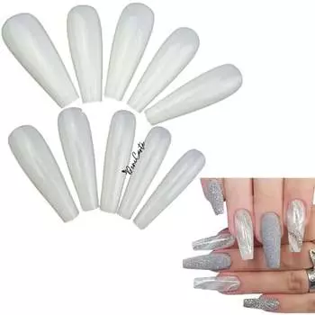 Формы для типсов «Гроб балерины», молочный, 120 шт. Deni Carte