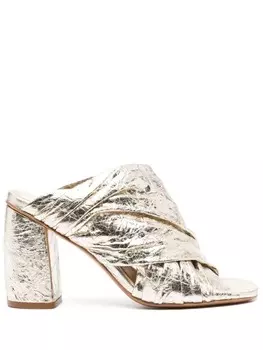 Forte Forte 100 мм жатые кожаные мюли, золотистый