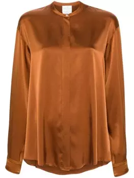 Forte Forte атласная рубашка с воротником-стойкой, коричневый