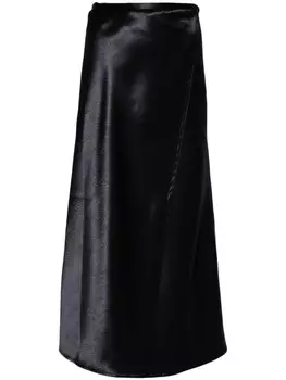 Forte Forte атласная юбка миди с запахом, синий