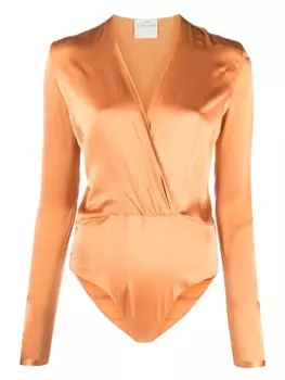 Forte Forte атласное боди с V-образным вырезом, оранжевый