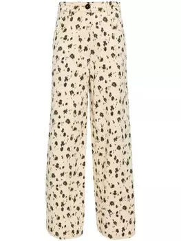Forte Forte брюки палаццо с леопардовым принтом, нейтральный цвет