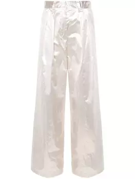 Forte Forte брюки прямого кроя с эффектом металлик, серебристый