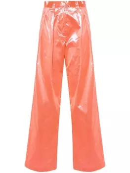 Forte Forte брюки прямого кроя с эффектом металлик, розовый