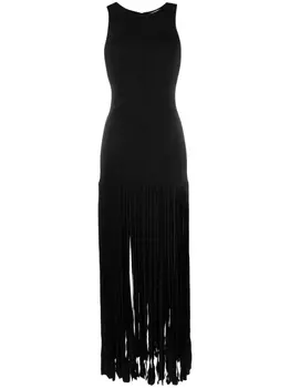 Forte Forte длинное платье с бахромой, черный