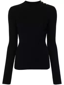 Forte Forte джемпер в рубчик с пуговицами на плечах, синий