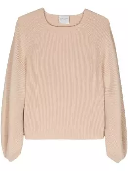 Forte Forte джемпер в рубчик с вырезом-лодочкой, нейтральный цвет