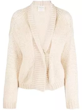 Forte Forte кардиган фактурной вязки с V-образным вырезом, нейтральный цвет