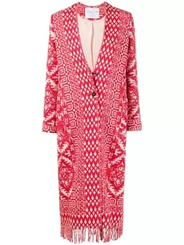 Forte Forte однобортное пальто с графичным принтом, красный