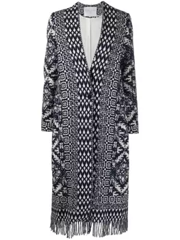 Forte Forte однобортное пальто с графичным принтом, синий