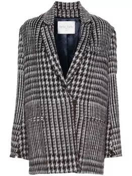 Forte Forte однобортное пальто в ломаную клетку, синий