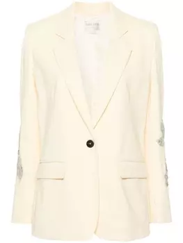 Forte Forte однобортный блейзер с цветочной вышивкой, желтый