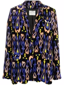 Forte Forte однобортный блейзер с графичным принтом, синий